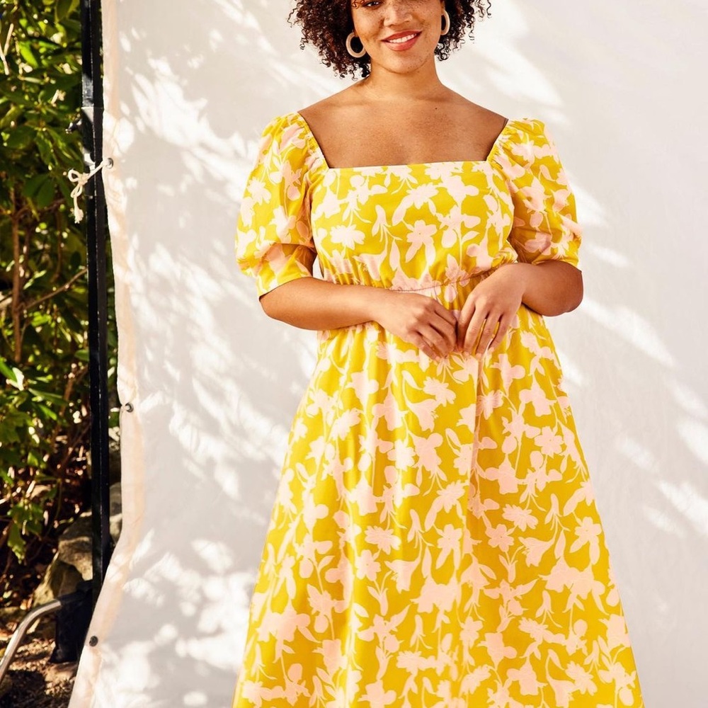 Eloquii plus yellow dress floral